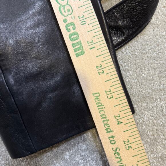 Vintage Jones New York Leather Jacket Black Belted Womens Lrg Classic Retro - Picture 12 of 13